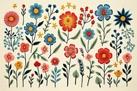 Minimal flower embroidery pattern backgrounds plant. AI generated Image by rawpixel.