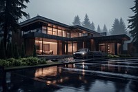 Modern house building architecture outdoors. AI generated Image by rawpixel.