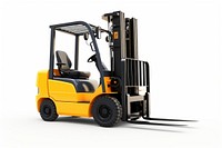 Electric forklift white background delivering equipment. AI generated Image by rawpixel.