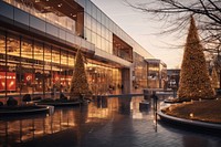 Mall building christmas architecture illuminated. AI generated Image by rawpixel.