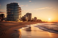 Modern buildings near beach architecture landscape cityscape. AI generated Image by rawpixel.