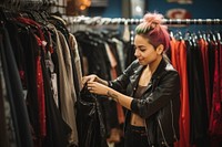 Punk rock shopping choosing clothing. AI generated Image by rawpixel.