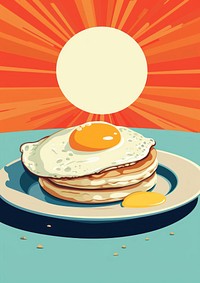 Vintage Breakfast Art Poster breakfast pancake bread. AI generated Image by rawpixel.