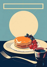Vintage Breakfast Art Poster breakfast pancake food. AI generated Image by rawpixel.