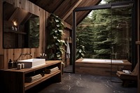 Wooden bathroom no details bathtub sink architecture. AI generated Image by rawpixel.