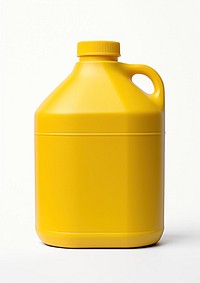 Small matte plastic green gallon jug with yellow cap bottle white background simplicity. AI generated Image by rawpixel.