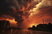 Rain clouds falling from the sky lightning nature thunderstorm. AI generated Image by rawpixel.