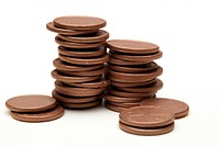 Chocolate coin money white background investment. AI generated Image by rawpixel.