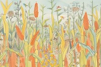 Corn fieldg backgrounds painting drawing. AI generated Image by rawpixel.