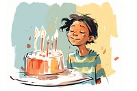 Black kid blow birthday cake dessert drawing cartoon. AI generated Image by rawpixel.