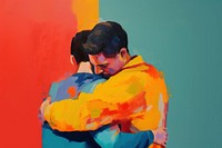 Person hug themselve painting hugging adult. AI generated Image by rawpixel.