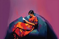 Woman reading book painting adult art. AI generated Image by rawpixel.