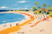 Simple beach with blue sky painting outdoors nature. AI generated Image by rawpixel.