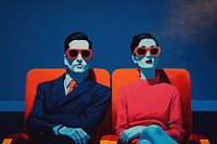 Couple in cinema theater sunglasses painting adult