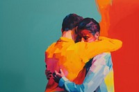 Person hug themselve painting hugging back. AI generated Image by rawpixel.