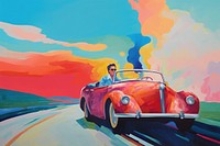 Man in car run on highway painting vehicle art. AI generated Image by rawpixel.