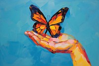 Butterfly on fingers painting animal insect. AI generated Image by rawpixel.