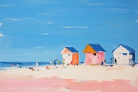 Simple beach with blue sky painting architecture building. AI generated Image by rawpixel.