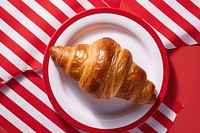 French croissant striped table food. AI generated Image by rawpixel.