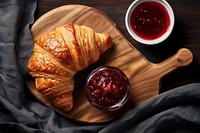 Freshly baked croissant and jam table food viennoiserie. AI generated Image by rawpixel.