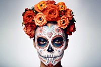 Mexican day of the dead makeup portrait flower adult. AI generated Image by rawpixel.
