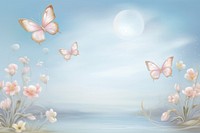 Painting of butterfly border outdoors nature flower. AI generated Image by rawpixel.