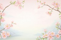 Painting of cherry blossom border backgrounds flower plant. 