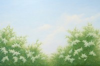 Painting of green bush bloom border backgrounds landscape outdoors. AI generated Image by rawpixel.