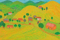 Countryside in south east asia agriculture outdoors painting. AI generated Image by rawpixel.