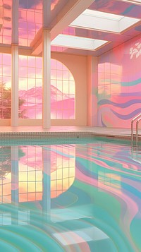 Swimming pool reflection architecture building. AI generated Image by rawpixel.