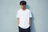 A human wearing white tee t-shirt sleeve outerwear. AI generated Image by rawpixel.