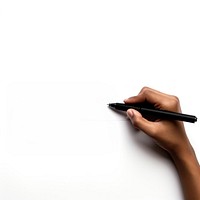 Hand writing with a black pen paper hand white background. AI generated Image by rawpixel.