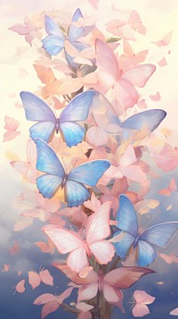 Butterflies painting flower petal. AI generated Image by rawpixel.