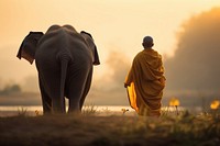 Monk elephant wildlife nature. AI generated Image by rawpixel.