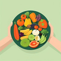 Fruits and vegetables organic holding plate. AI generated Image by rawpixel.