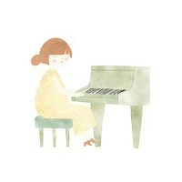 Girl character playing piano keyboard musician pianist. AI generated Image by rawpixel.