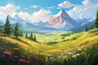Scenery mountain meadow landscape wilderness grassland. AI generated Image by rawpixel.