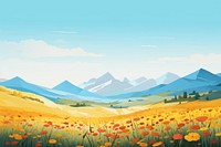 Scenery simplified mountain meadow landscape grassland outdoors. AI generated Image by rawpixel.