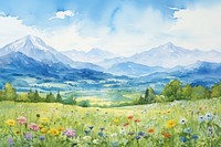 Scenery mountain meadow landscape grassland outdoors. AI generated Image by rawpixel.
