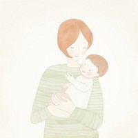 Mother holding new born baby portrait drawing sketch. AI generated Image by rawpixel.