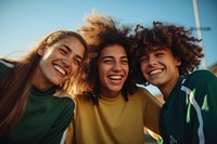 3 teens sport team laughing sports smile. AI generated Image by rawpixel.