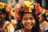 Colombian People flower festival smile. AI generated Image by rawpixel.