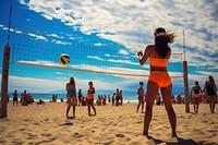 Latina volleyball sports beach. AI generated Image by rawpixel.