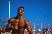 Latino man adult determination bodybuilding. AI generated Image by rawpixel.