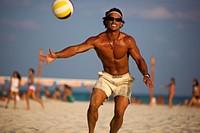 Latino man volleyball glasses sports. AI generated Image by rawpixel.