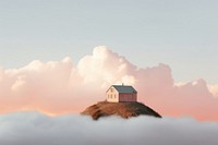Scenery a house in the hill with cloud architecture landscape outdoors. AI generated Image by rawpixel.