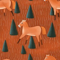 Brown horse pattern animal mammal art. AI generated Image by rawpixel.