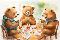 Bear family table mammal chair. AI generated Image by rawpixel.
