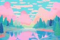 Lake backgrounds outdoors painting. AI generated Image by rawpixel.