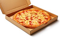 Empty pizza box food white background pepperoni. AI generated Image by rawpixel.